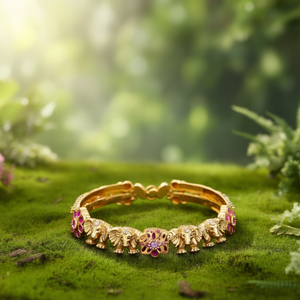 18K Gold Plated Elephant Charm Bangle with Zircon Trendy Classic Cute Design 21cm - Product Image 3