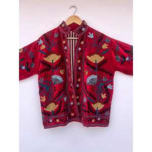 Handmade Embroidery Suzani Velvet Autumn Winter Cotton <b>Jacket</b> Duster Boho Coat <b>Bomber</b> Gift for Her Chic - Product Image 4