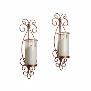 Juego de 2 apliques de pared de hierro negro, portavelas decorativos de metal con diseño en espiral, decoración de pared para el hogar, ideal para sala de estar y eventos. - Product Image 4