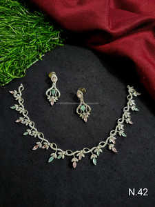 Conjunto de joyería nupcial de diamante americano clásico, collar y pendientes de dos piezas para boda, estilo clásico de moda - Product Image 4