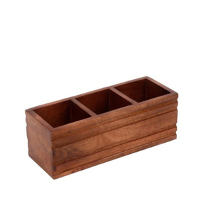 Wooden Spoon Fork Holder 3 Compartment Wooden Utensil Cutlery Spoon Holder Multipurpose <b>Kitchen</b> <b>Rack</b> Organizer - Product Image 1