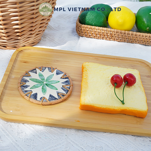 Handcrafted Eco-Friendly Vintage Design Rattan Coaster Set Mother Pearl Inlaid 100mm Diameter 10mm Thickness Natural - Product Image 5