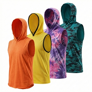Athletic <b>Workout</b> Casual <b>Hoodies</b> Quick Dry Custom Logo Fitness Solid Color Cotton Gym Short Sleeves men's <b>hoodies</b> - Product Image 5