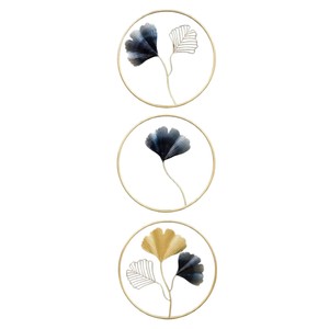 Modern Gold Metal <b>Leaf</b> <b>Wall</b> Art <b>Decor</b> Luxury Round Iron Floral Hanging Sculptures for Living Room Hotel Home Decoration - Product Image 1