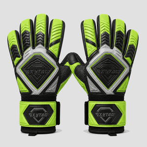 Gants de gardien de but professionnels personnalisés, vert néon noir, protection des doigts, fabricant direct de gants de gardien de but de football - Product Image 5