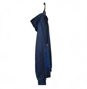 Custom Heat-Transfer Printed <b>Fleece</b> Breathable Hoodie for <b>Men</b> <b>Navy</b> Blue Color Blocking Raglan Sleeve Pocket Pullover Sweatshirt - Product Image 3