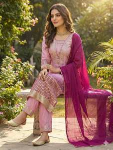 MB ETERNAL CLOTHING Elegante Salwar Kameez de Chinon con Bordado de Lentejuelas y Dupatta de Diseño - Estilo Moderno para Mujer, de Secado Rápido y Elástico - Product Image 2