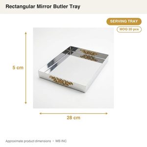 Bandeja Rectangular de Servicio Hecha a Mano de Acero Inoxidable SS304 de 28 cm con Esquinas Pulidas a Espejo, Bandeja de Servicio para Decoración del Hogar, Hotel, Mesa de Boda - Product Image 4