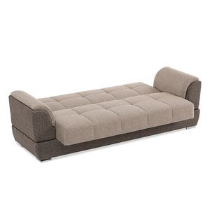 Sofá Moderno Minimalista Tapizado con Cojines Segmentados y Base Oscura de Perfil Bajo para Sala de Estar de Apartamento - Product Image 1
