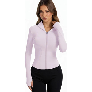 Custom Logo Performance Women's Fitness Gym <b>Jacket</b> Full ZIP Long Sleeve <b>Workout</b> Activewear Running Training Training Yoga <b>Jacket</b> - Product Image 3
