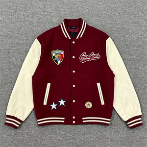 Custom Logo Front Chenille Embroidery Stand Collar <b>Patchwork</b> Streetwear Men Winter Bomber Letterman Varsity <b>Jacket</b> - Product Image 5