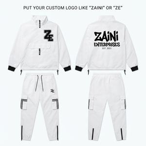 ZAINI ZI-203 420 GSM Veste coupe-vent en polyester tricoté de qualité supérieure Blanc Noir Contraste Logo personnalisé OEM ODM Respirant à capuche - Product Image 1