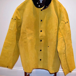 Veste de soudeur en cuir de vachette pleine fleur, résistante à l'abrasion, protection corporelle robuste, résistante au feu et à la chaleur - Product Image 4