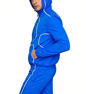 Nuevo Conjunto Deportivo de 2 Piezas, Chaqueta Cortavientos y Pantalón, Estilo Urbano, Ligero, Oversize, con Ribete de Nylon y Rayas, para Hombre - Product Image 2