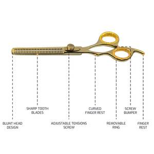 Ciseaux de coiffure Morje Surgical Golden à 28 dents, lame en acier inoxydable 4Cr13, légers, réutilisables, manche moyen, pour droitiers - Product Image 6