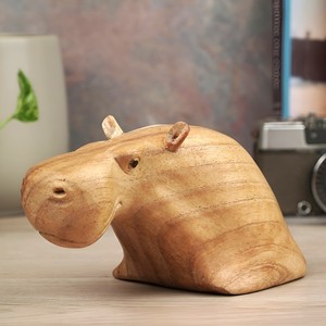 Grande tête d'animal sculpture sur bois sculpture en gros 3d visage statue en bois à collectionner d'animaux - Product Image 1
