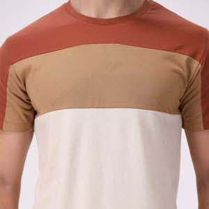 เสื้อยืดผู้ชายผ้าฝ้าย 100% ทรงเข้ารูป ยืดหยุ่นได้ ดีไซน์แผงต่อผ้า รุ่นใหม่ล่าสุด เสื้อผ้าฤดูร้อน ลายย้อมสีพื้น ทอแบบพิเศษ - Product Image 6