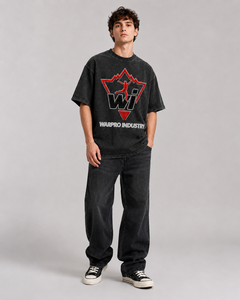 เสื้อยืดปักลายยูนิเซ็กซ์ แบรนด์ Special Warpro Industry คอกลม ทรงหลวม สวมใส่สบาย แขนสั้น สีดำ พร้อมโลโก้สีแดง - Product Image 2