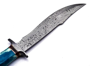 Cuchillo Bowie de Acero de Damasco con Funda, Cuchillo de Caza Hecho a Mano, Hoja Fija, Cuchillos Bowie Largos, Ideal para Supervivencia, Camping y Actividades al Aire Libre - Product Image 4