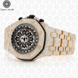 Montre de luxe pour homme Charm_Jewells en acier inoxydable plaqué or jaune, boîtier carré 40 mm, cadran analogique, verre saphir, lumineuse, mécanique - Product Image 3
