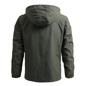 <b>Men's</b> hooded windbreaker <b>jacket</b> <b>Waterproof</b> sporty <b>jacket</b> <b>men</b> <b>Green</b> color block outerwear Front zip pocket <b>jacket</b> - Product Image 4
