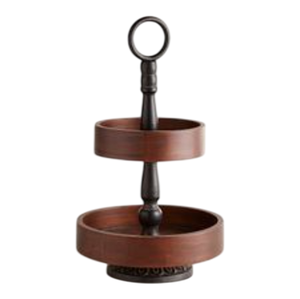 Wooden Two-Tier <b>Cake</b> <b>Stand</b> With Bird Decor Handmade Multi-Layer Display Tray For Desserts And Pastries - Product Image 2