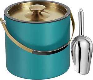 Cubo para vino de champán premium con tapa dorada y cuerpo azul para hoteles, bares y pubs, para enfriar botellas, cubo para hielo. - Product Image 1