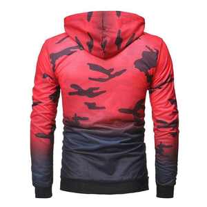 Sweat-shirt à capuche rouge pour homme, coupe classique, en polyester tricoté, décontracté, coupe-vent, avec poche, pour l'automne - Product Image 2