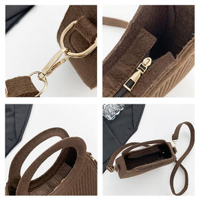 กระเป๋าคลัทช์ผู้หญิงแฟชั่น ผ้าสักหลาดลายลูกกวาด ดีไซน์ทันสมัย เรียบหรู เปิดปิดง่าย สายสะพายเดี่ยว - Product Image 4