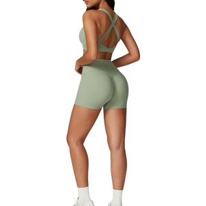 Shorts de yoga pour femmes, taille haute, sans couture, respirants, 100% coton, extensibles, pour le fitness, la gym, les vêtements de sport - Product Image 2