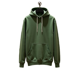 Sweat-shirt à capuche vert pour homme, coupe classique, en coton French Terry, pull décontracté avec poche kangourou, vêtement d'automne - Product Image 1