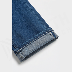 Jean en denim coupe droite délavé foncé pour homme, taille mi-haute, coupe classique, en coton, style décontracté, pantalon d'automne - Product Image 6