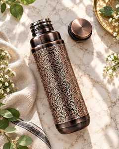 Juego de Botellas de Agua de Cobre Hechas a Mano, Modernas y de Lujo, Aptas para Lavavajillas y Microondas, Aisladas al Vacío, Inteligentes, a Prueba de Fugas, Personalizables, para Regalo - Product Image 3