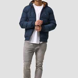 Men's <b>Hooded</b> Puffer <b>Jacket</b> With Faux <b>Fur</b> Lining Windproof Winter Casual Coat Regular Fit Zipper - Product Image 3