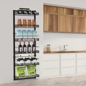 Opzioni bianco-nero-1Pc 6-Tier in acciaio al carbonio porta dispensa Organizer facile installare porta Rack per cucina armadio di stoccaggio 50.19H - Product Image 5