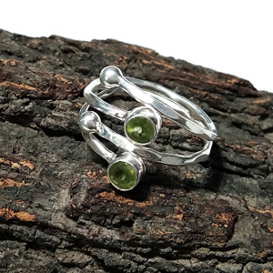 Bague ajustable en péridot vert naturel pour femme, en argent sterling 925, avec pierre précieuse, faite à la main, bijoux fins, certifiée pour mariage - Product Image 5