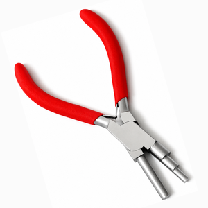 Pince à bijoux en acier inoxydable à poignée rouge, à bout effilé pour la pose de bijoux DIY - Product Image 1