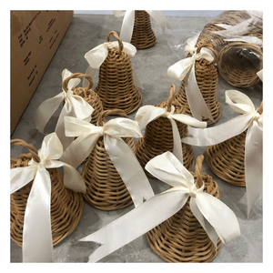 Christmas Holiday Decoration Natural Rattan <b>Hand</b>-crafted Bell Noel Tree Hanging <b>Ornaments</b> and Wicker Gift - Product Image 3