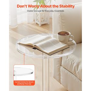 Modern Acrylic Drink & Cake Table Stand Clear <b>Round</b> Top with Solid <b>Post</b> Transparent Side Desk for Restaurant Use - Product Image 4