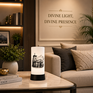 Modern Spiritual LED Table Lamp Printed Linen Lampshade Warm White <b>Light</b> Energy Efficient Decorative <b>Night</b> <b>Light</b> for Meditation - Product Image 2