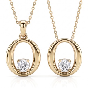 Colgante con inicial de la letra O, diamantes redondos brillantes, cultivados en laboratorio y naturales, joyería de lujo unisex para compromiso. - Product Image 4