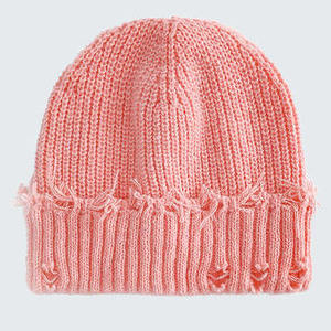 Distressed Rib Knit <b>Beanie</b> Vintage Inspired Winter <b>Hat</b> Soft 100% <b>Wool</b> Children's Adjustable Custom Logo OEM Wholesale Headwear - Product Image 6