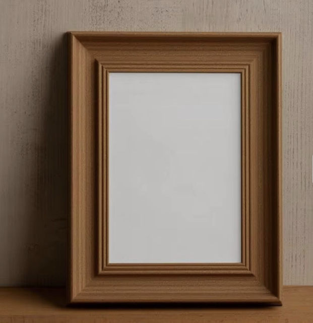 Natural Walnut Wood Rustic Photo Frame Letterpress Printed Tempered Glass Handcrafted Creative Rounded Corner for Wall/Tabletop