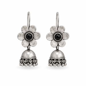 Boucles d'oreilles Jhumka en argent oxydé plaqué rubis, style Bollywood, MOQ disponible |   Boucles d'oreilles pendantes bohèmes indiennes |   Anniversaire ethnique - Product Image 1