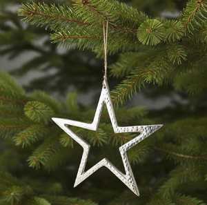 Silver Metal <b>Star</b> Christmas Ornament | Handmade <b>Hanging</b> Christmas Tree Decoration for Holiday Decor - Product Image 4