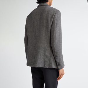 Blazer en Laine Slim Fit pour Homme, Revers Cranté, Bouton Unique, Motif Chevrons, Anti-Plis, Longueur Standard, Vêtement d'Extérieur - Product Image 3