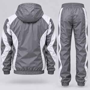 Conjunto de Chaqueta y Pantalones Cortavientos de Nailon para Hombre de Alta Calidad con Diseño OEM, Logotipo Personalizado Serigrafiado y Forro de Malla, Trajes Deportivos Personalizados - Product Image 2