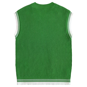 Custom Men's Solid Color Anti-shrink Front Logo V-neck Base Knit Sleeveless Pullover Sweater <b>Vest</b> Spring - Product Image 2