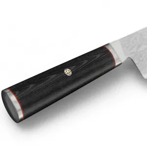 Couteau de chef de 6 pouces, manche noir grainé, lame à motifs argentés, couverts de cuisine pour trancher, hacher et couper en dés, préparation alimentaire pour restaurant - Product Image 3