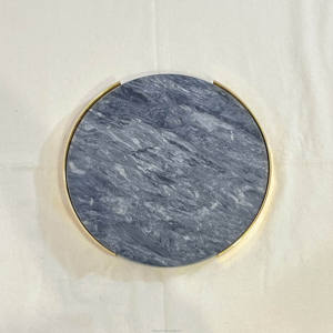 Bandeja de servicio de mármol redonda dorada de lujo para decoración del hogar - Product Image 4